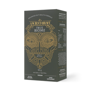 Ancient + Brave 'True Biome' sachet packaging on a white background