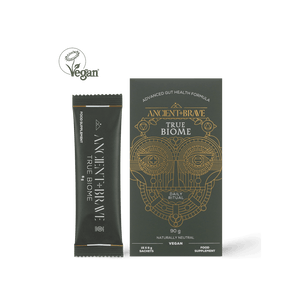 Ancient + Brave 'True Biome' sachet packaging on a white background